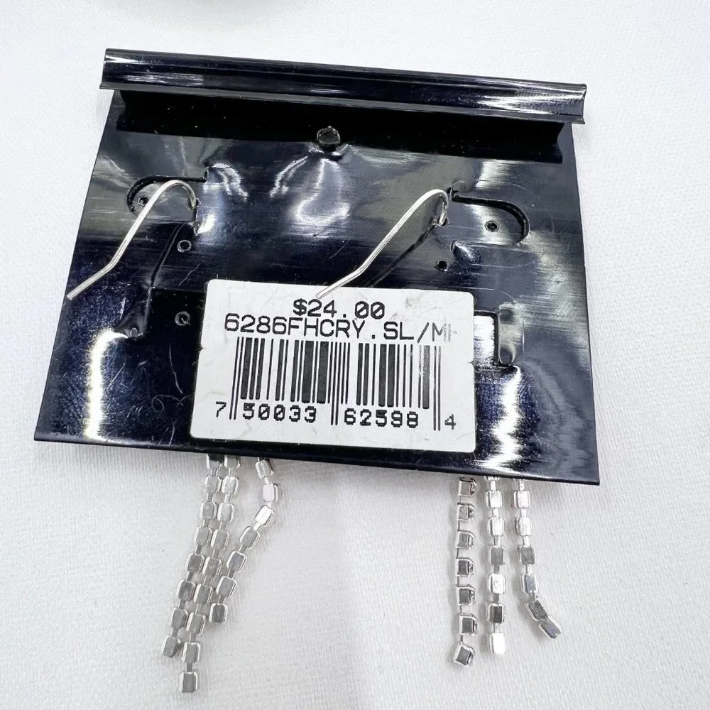 NWT - Indeed - Clear Rhinestone 3 Strand Dangle Silver Tone Fishhook Earrings - Picture 8 of 9